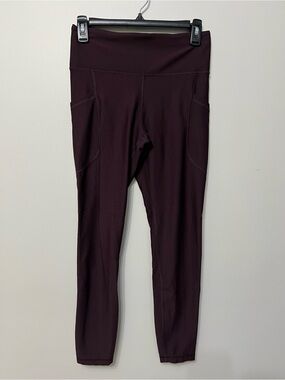 Old Navy High-Waisted PowerSoft Ribbed Pocket Leggings Plum